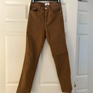 Brown Wax-Coated Frame Jeans